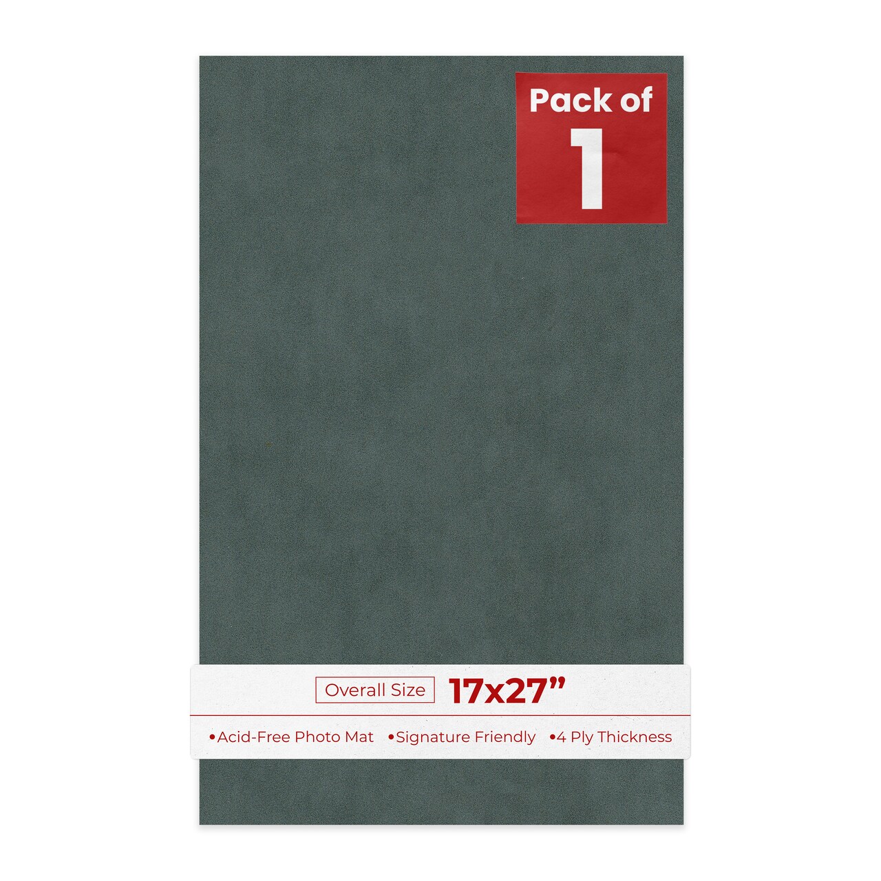 Dark Grey Suede 17x27 Uncut Mat Board - Blank Sheets, No Opening